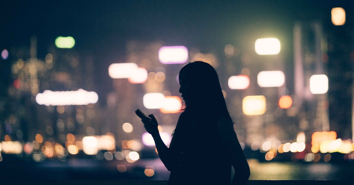 Woman in night scene