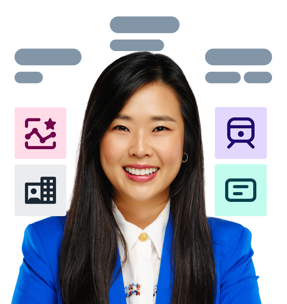 Woman surrounded by icons