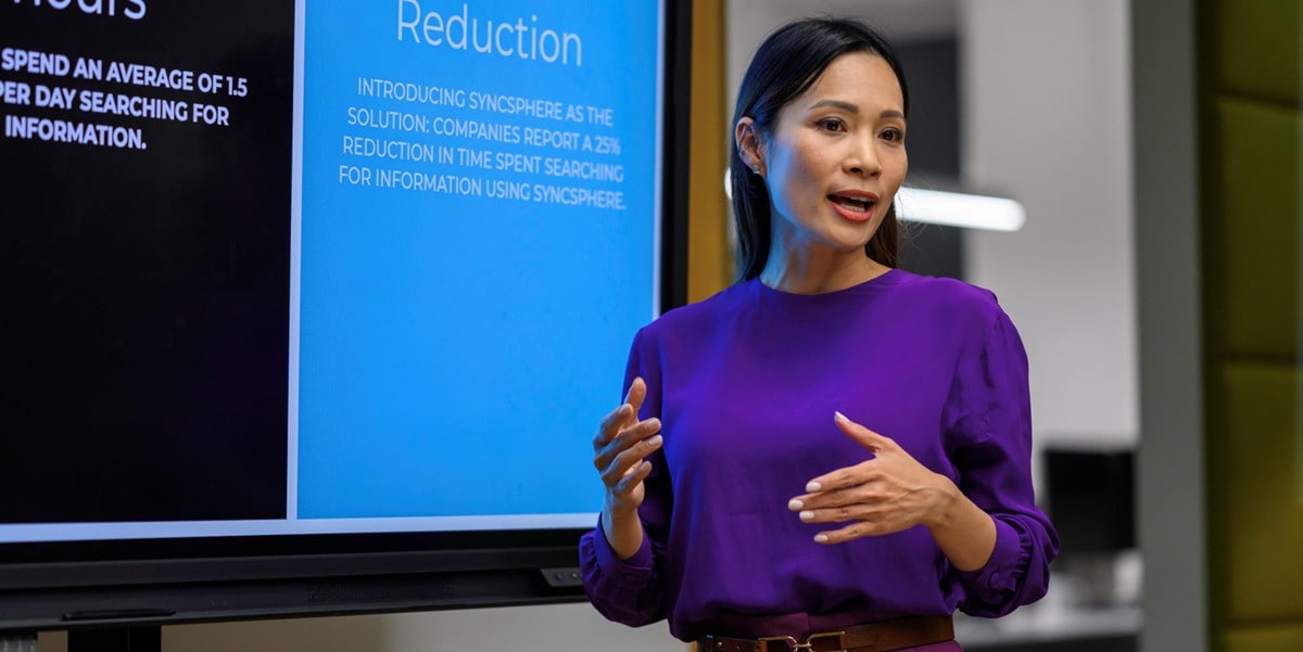 businesswoman giving a presentation