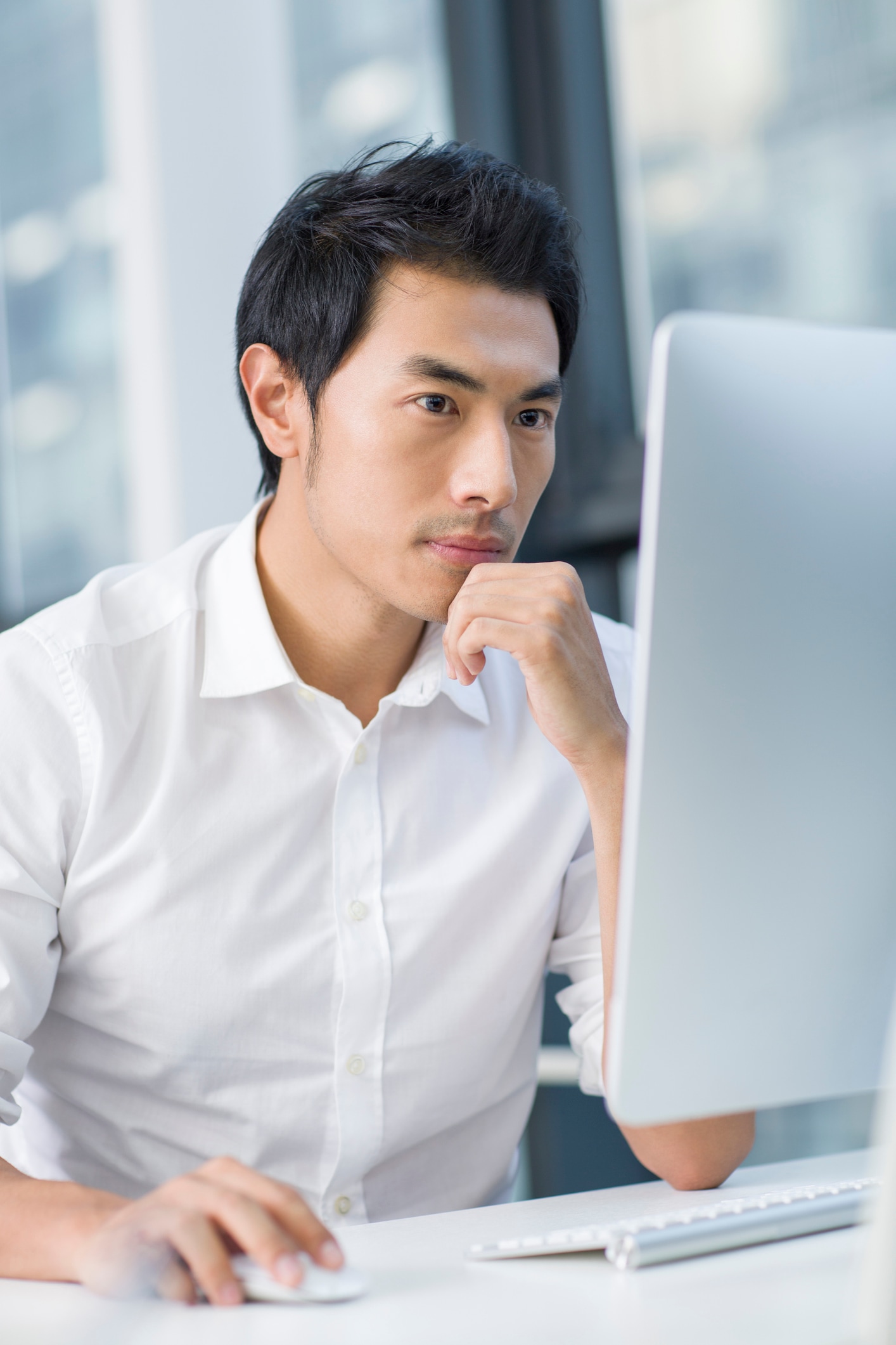 man on computer