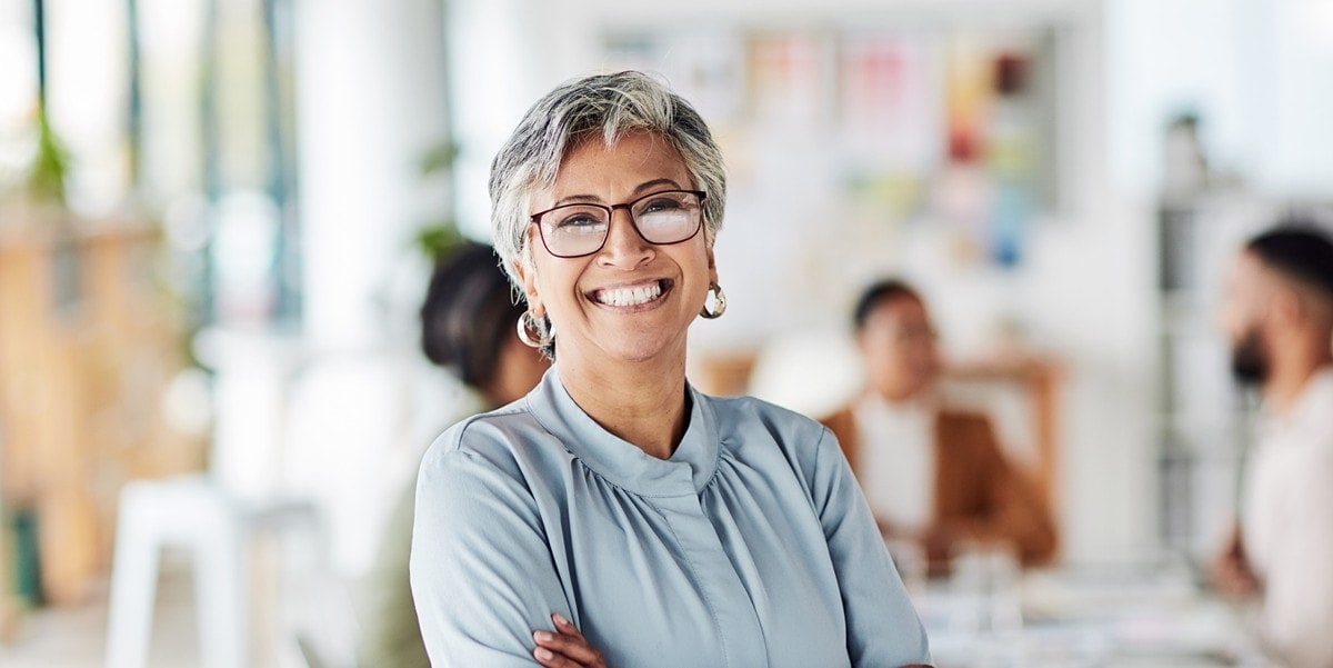 woman smiling in the office