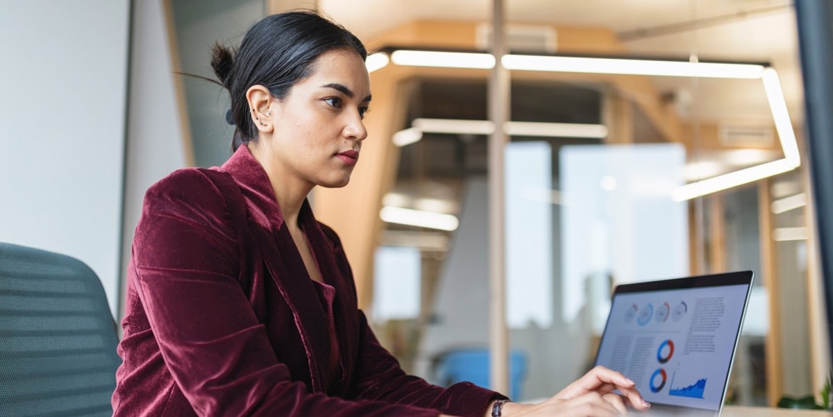 woman working at a desk in the office