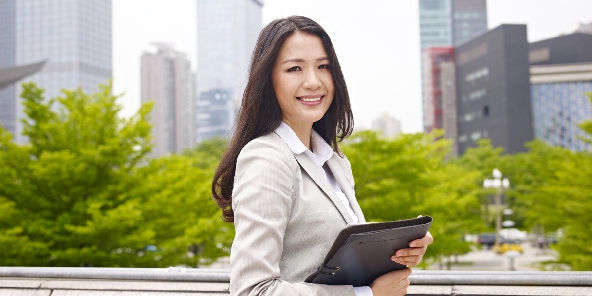 business woman outside in the city