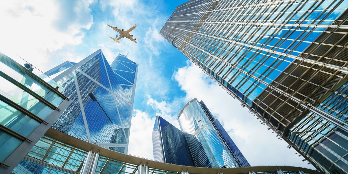 plane, buildings, outdoors