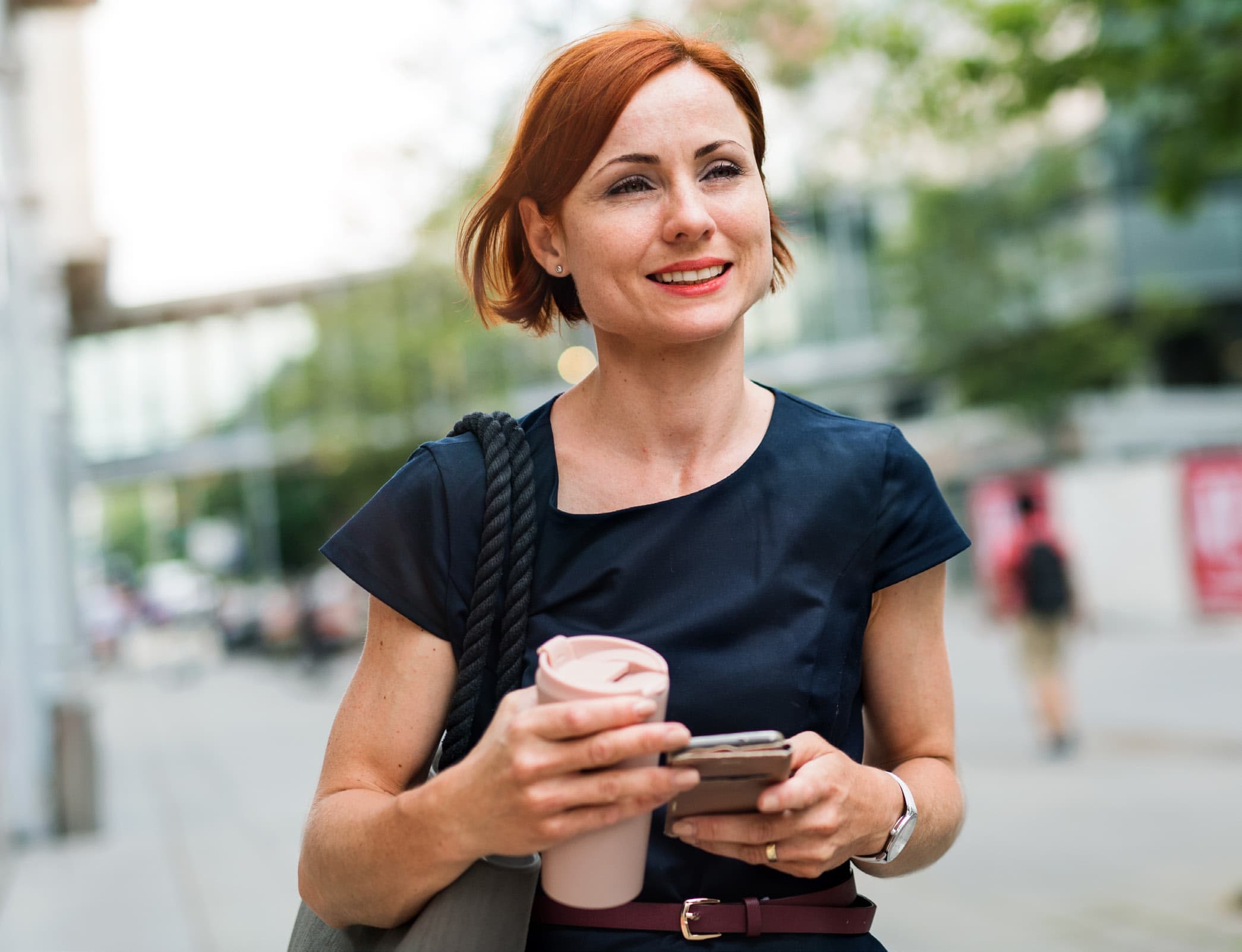 woman with drink in hand