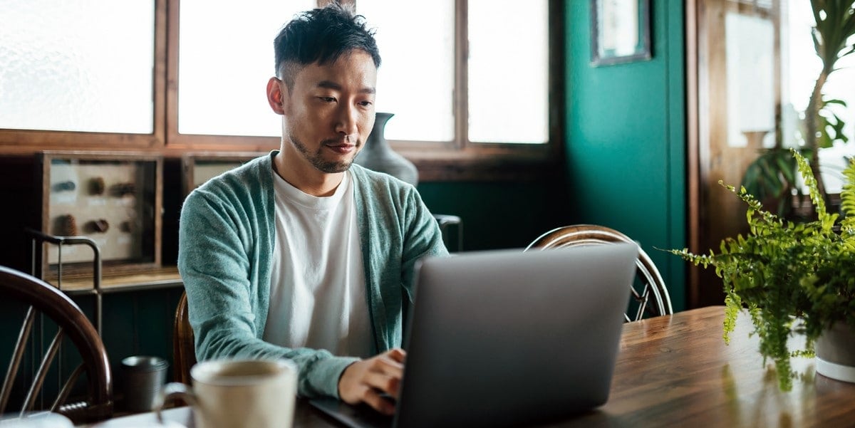man working at desk