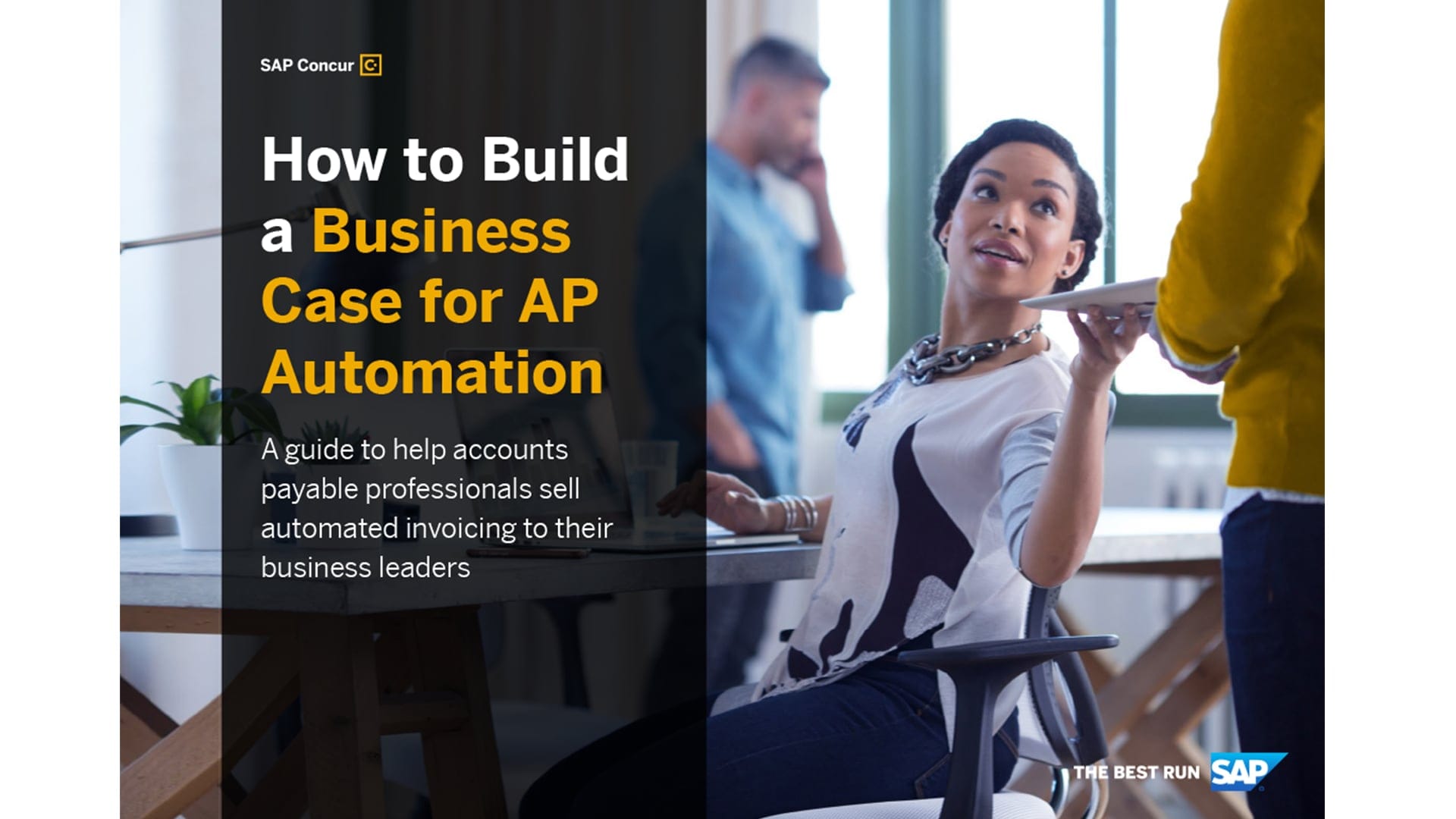 woman passing a tablet to another person