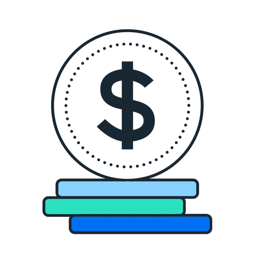 Coins with dollar sign pictogram