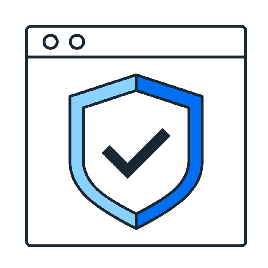 Shield and checkmark pictogram