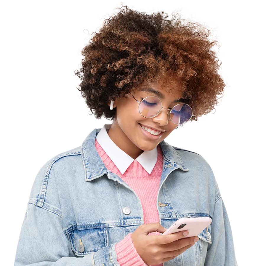 woman looking at phone