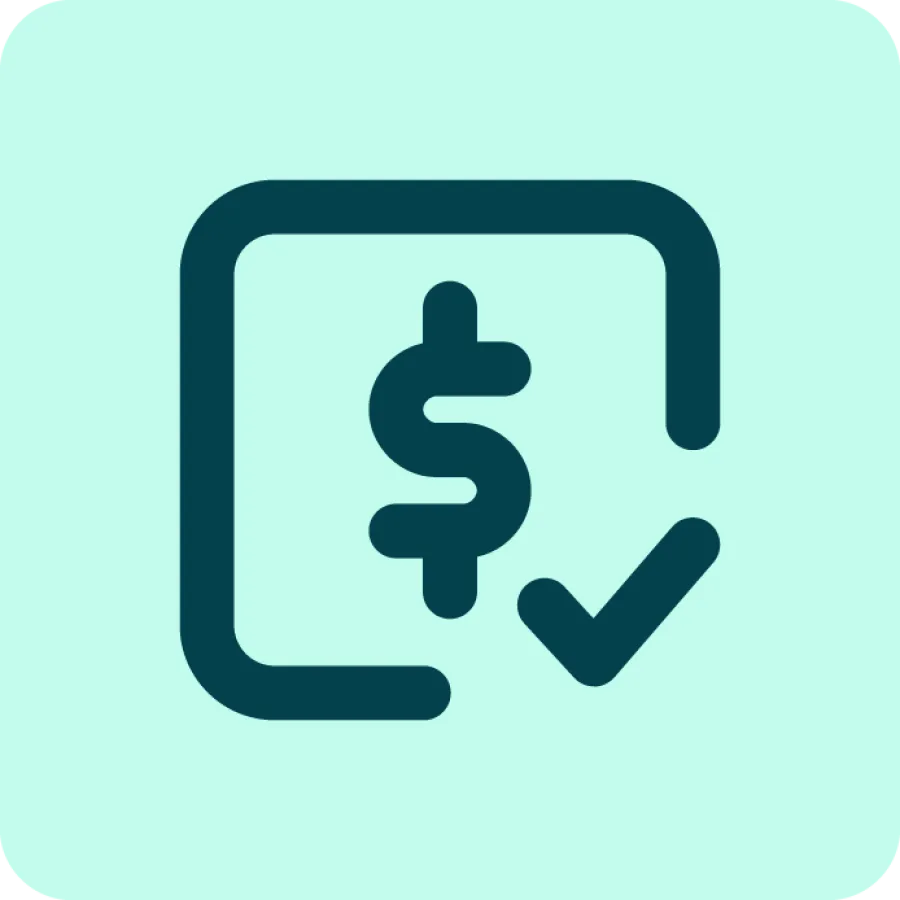 dollar sign and checkmark