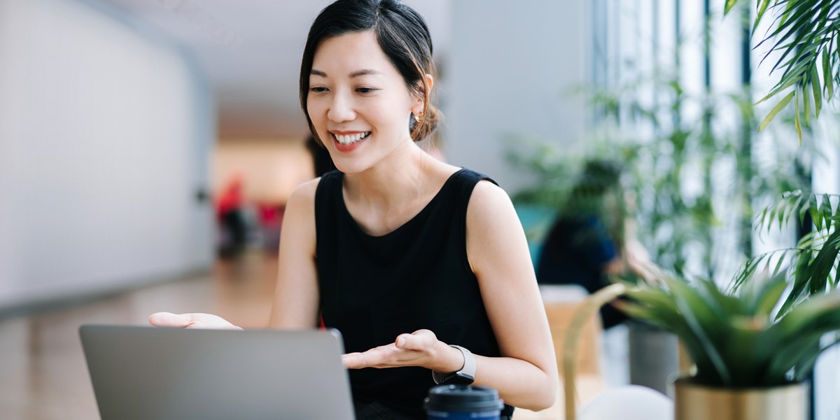 woman in office using a laptop